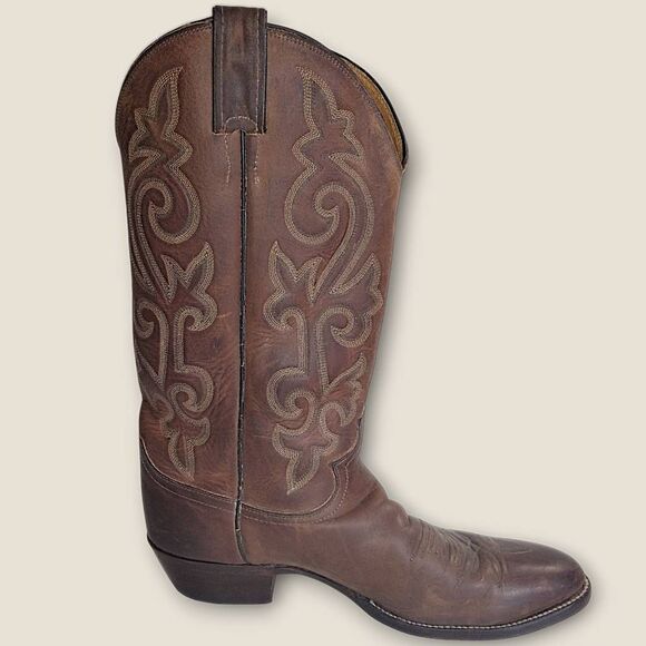 Justin Mens boots Sz 9D Buck Brown Round Toe Western Boots 2253 Comfort Cushion - Picture 3 of 14